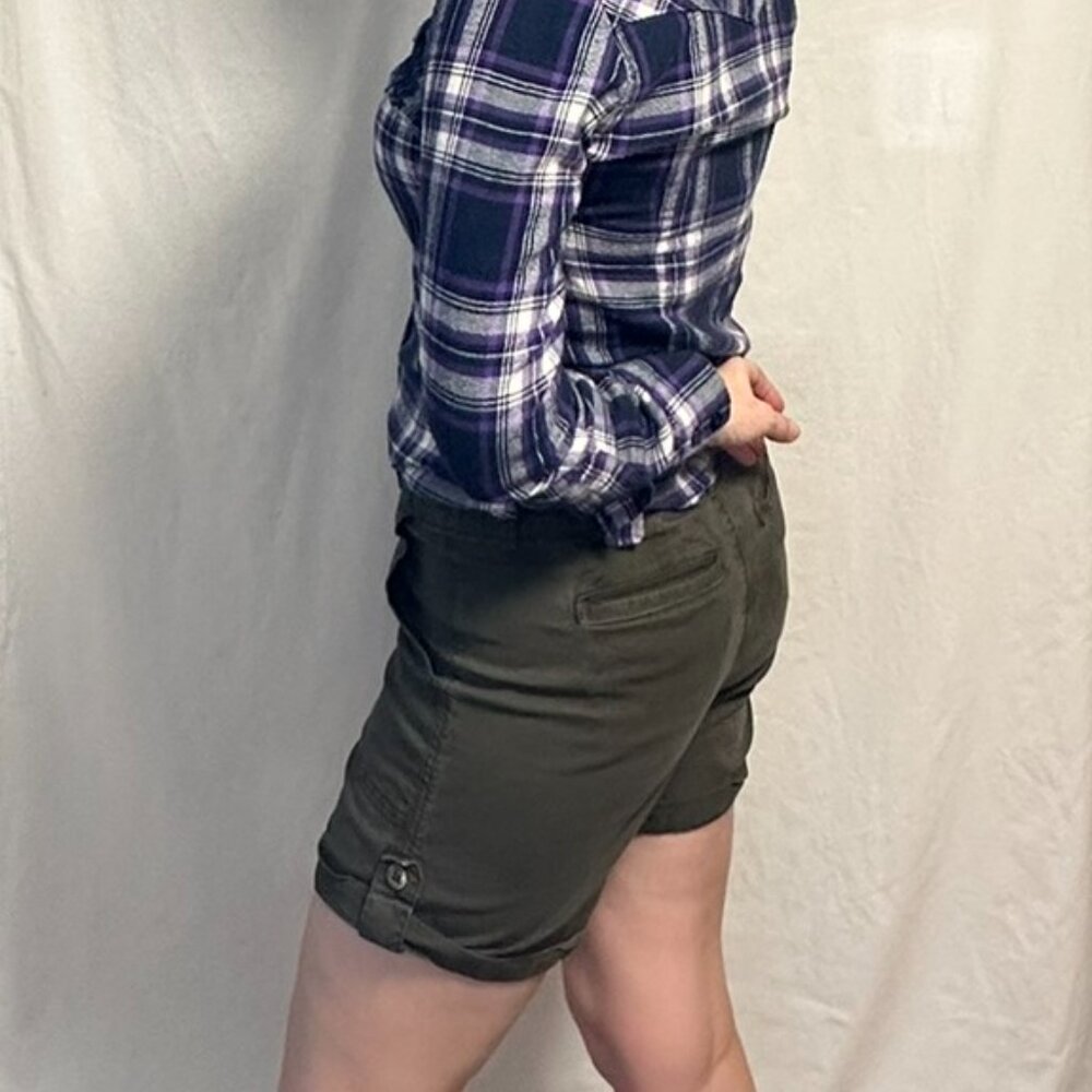 Forever 21 Purple Plaid Western Flannel Shirt - 100% Cotton - Size Small Petite - Picture 4 of 10